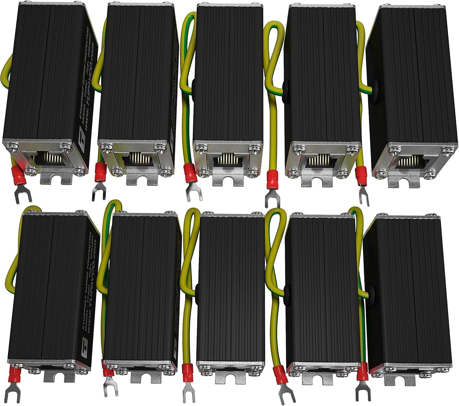Ethernet Surge Protector 10 Pack PoE+ Gigabit Gas Discharge Tube Mounting Flange RJ45 Lightning Suppressor LAN Network CAT5 CAT6 1000 Mbps B18531