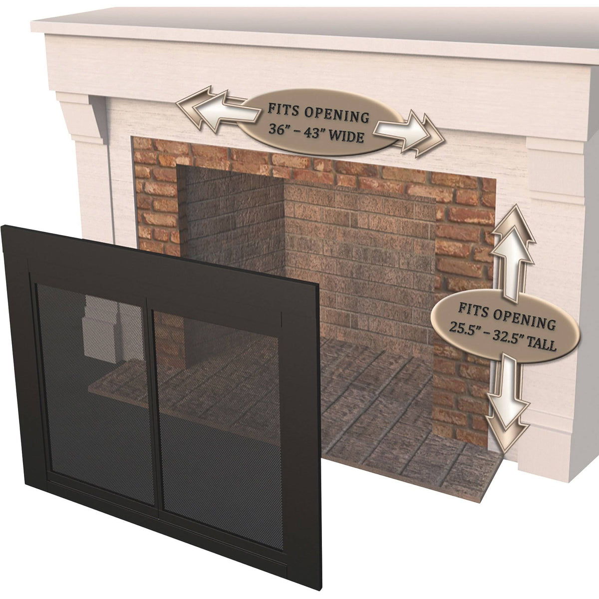 Gunmetal Large Fireplace Glass Door W4046