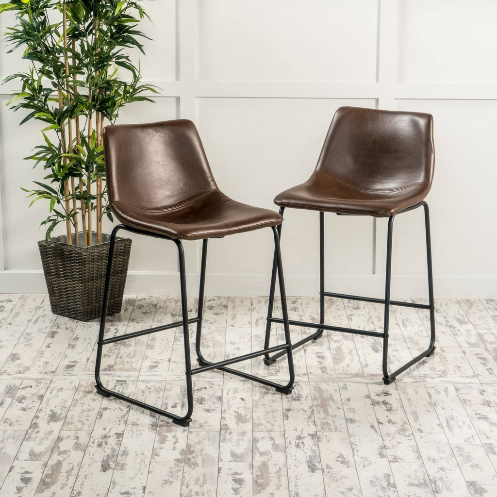 Set of 2 Brown and Black Counter Stools M867