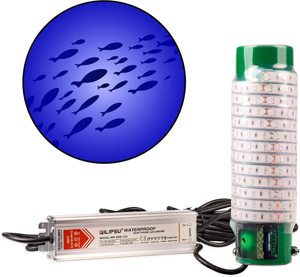 Blue Underwater LED Fishing Lights for Docks, 7500 Lumen with 30ft Cord, 3-Prong Plug E844