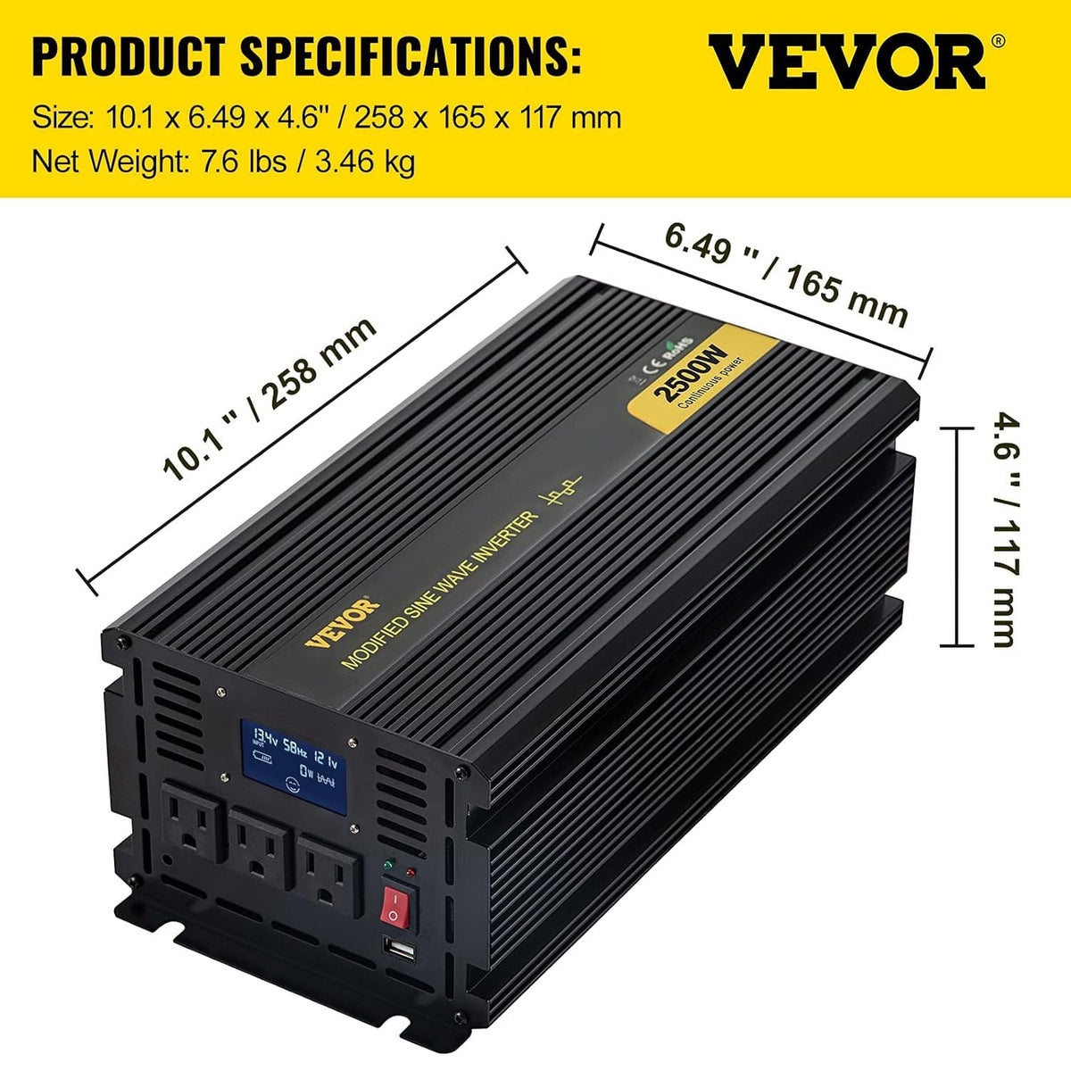 2500W Modified Sine Wave Power Inverter with LCD Display M620