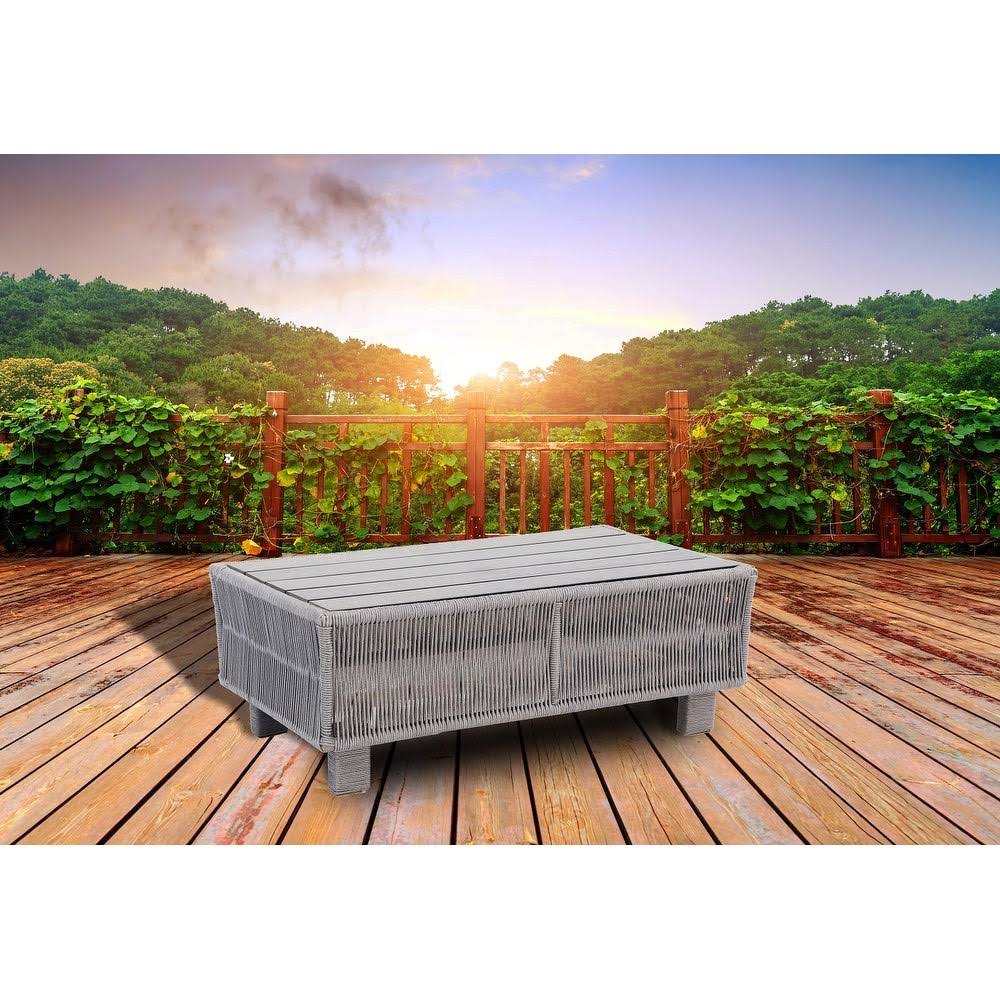 Grey Aluminum Roped Outdoor Patio Coffee Table Y179