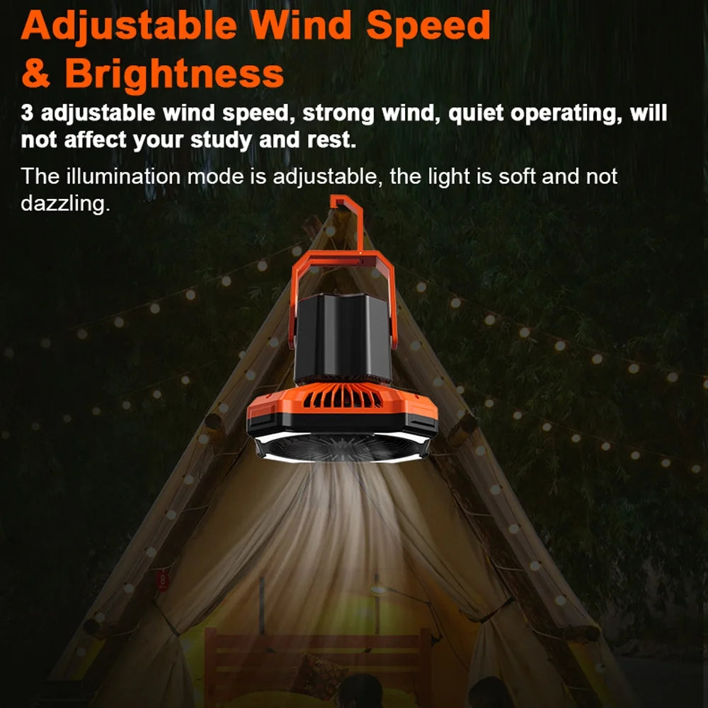 Camping Fan with LED Light USB Battery Operated Portable Power Bank with Remote Controller C80276