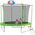 10FT Round Trampoline with Safety Enclosure Net, Basketball Hoop and Ladder F69819