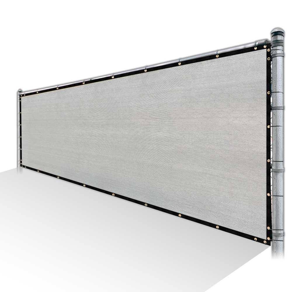 Grey Privacy Fence Screen HDPE Mesh Windscreen with Reinforced Grommets K332530