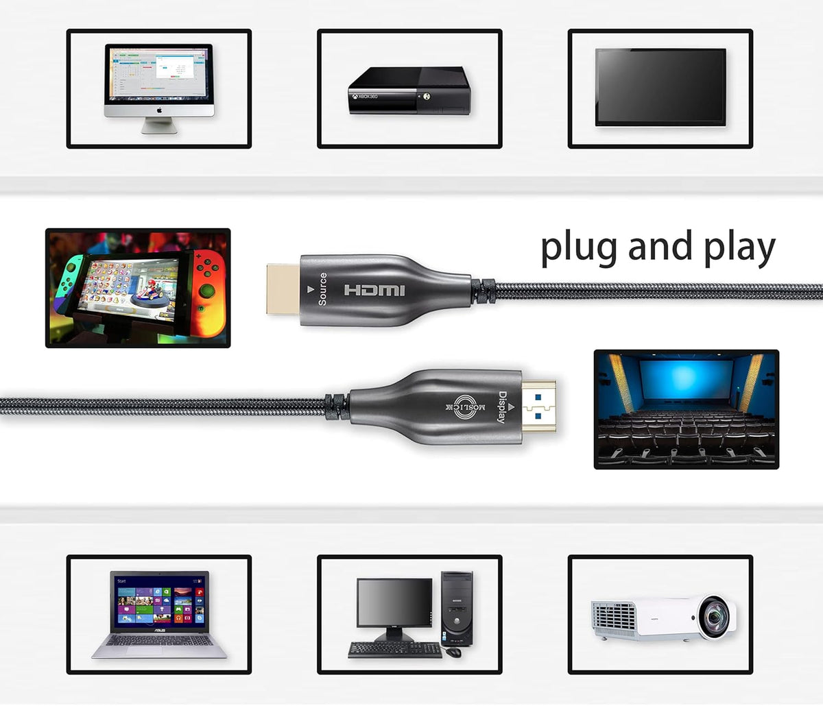 4K Fiber Optic HDMI Cable 50ft A457906