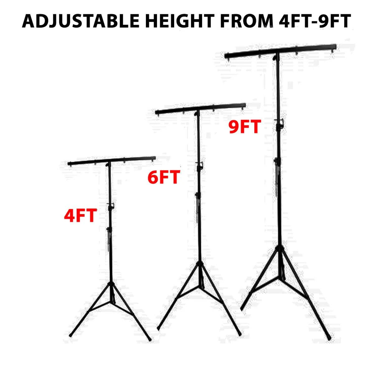DJ Lighting Stand Package with 2 Stands Square T-Bars Carry Case 9ft Height O8543
