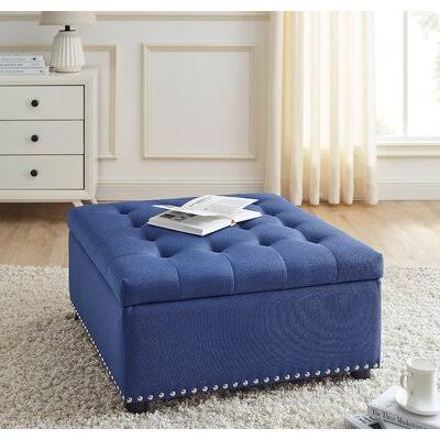 Tufted Square Storage Ottoman Fabric: Blue T207