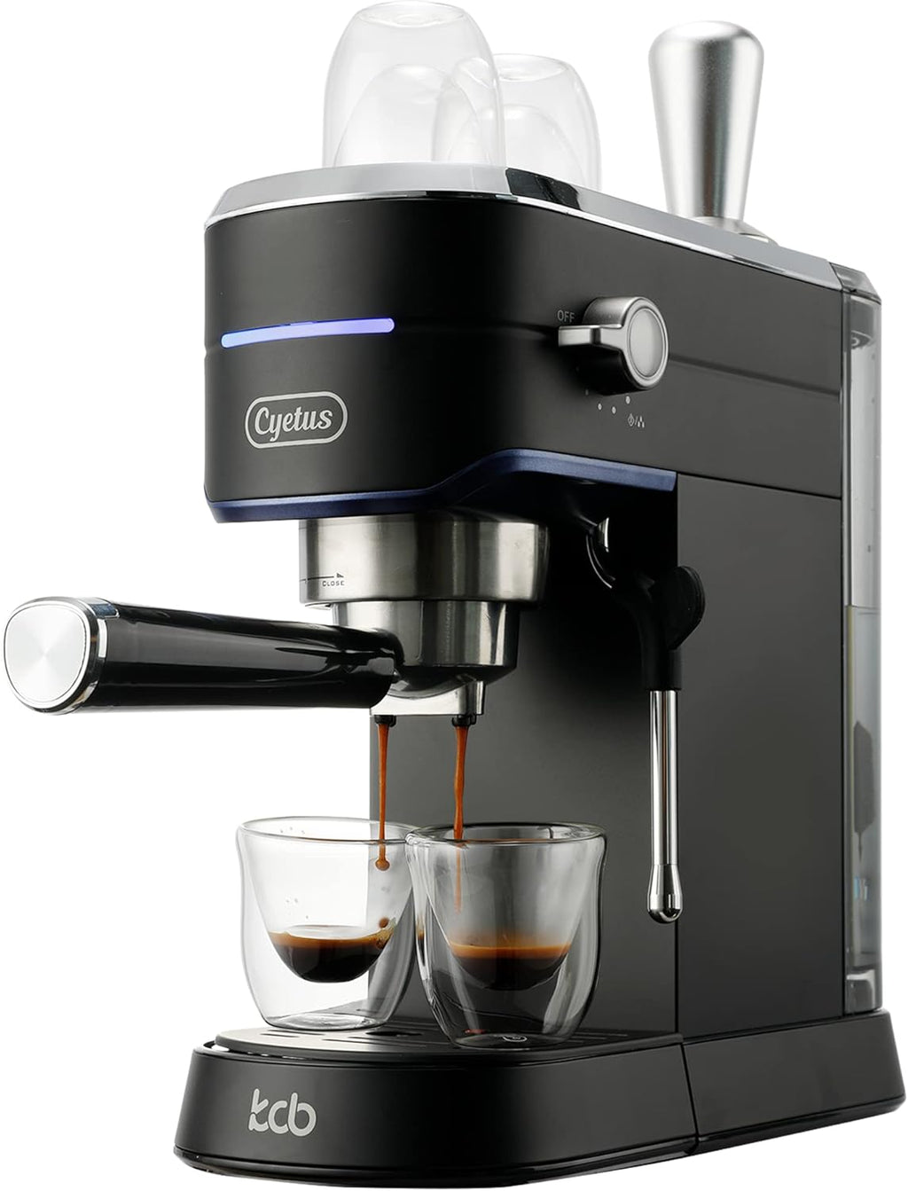 Black Espresso Machine with Milk Steam Frother Wand R87764