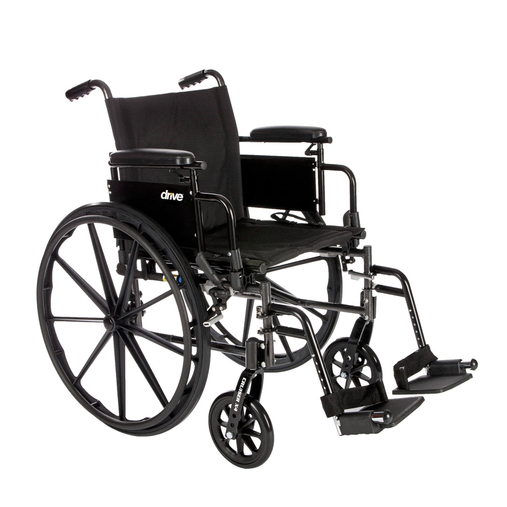 Lightweight Dual Axle Wheelchair with Adjustable Detachable Arms, Elevating Leg Rests, 20x22 G28034