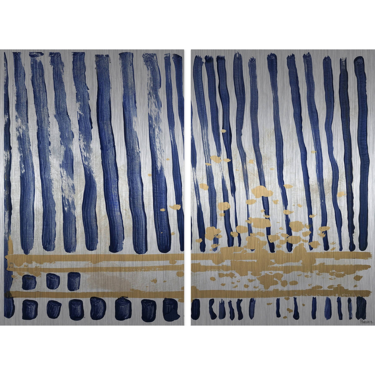 Blue Verticals Diptych - 48 x 36 S78346