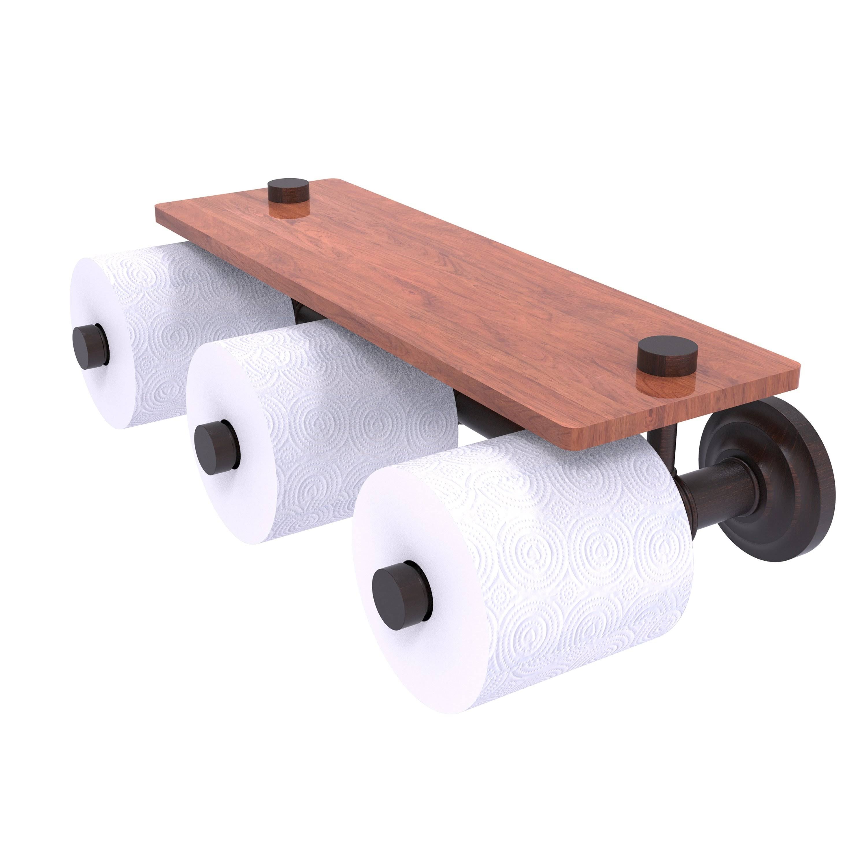 Venetian Bronze Wall Mount Toilet Paper Holder with Wood Shelf G412237