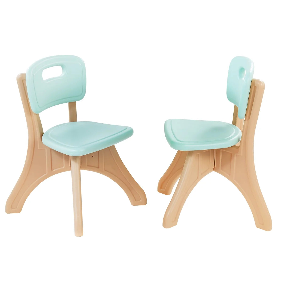 Aqua/Beige Kids Table and 2pc Chairs Set with Storage Bin Y75964