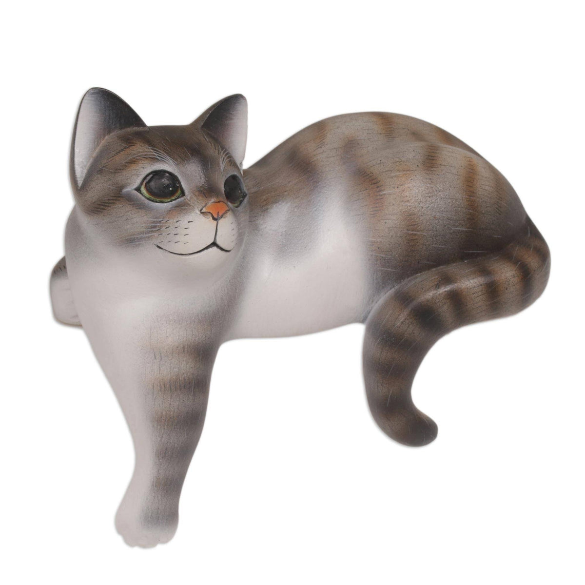 Wood Sculpture Grey Cat T52207