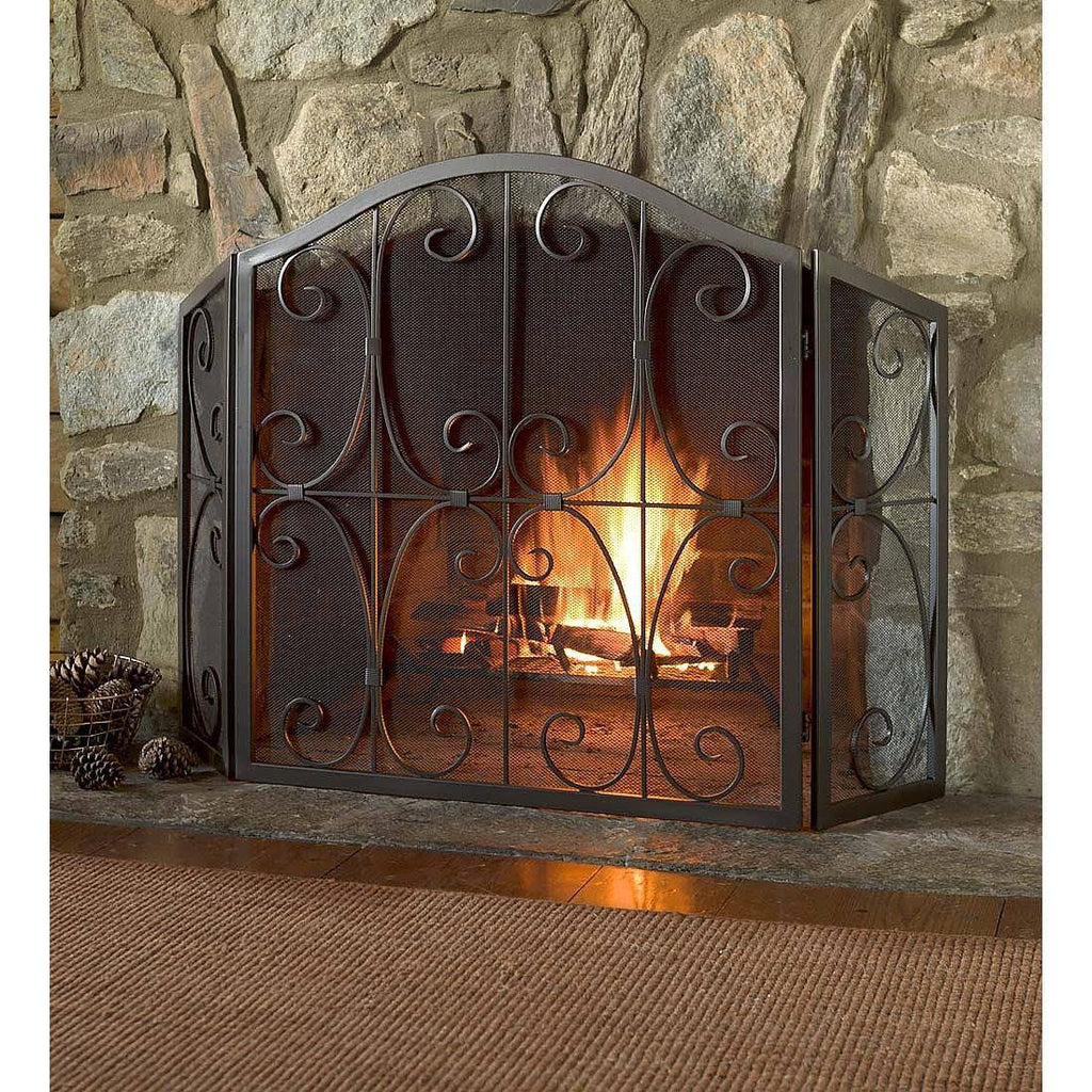 Crest Tri-Fold Fireplace Fire Screen with Steel Frame K719467