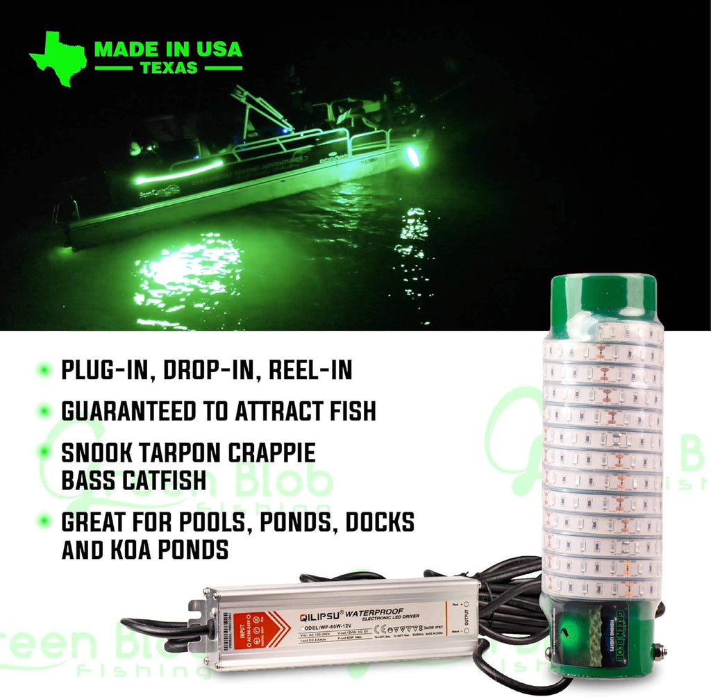 Blue Underwater LED Fishing Lights for Docks, 7500 Lumen with 30ft Cord, 3-Prong Plug E844