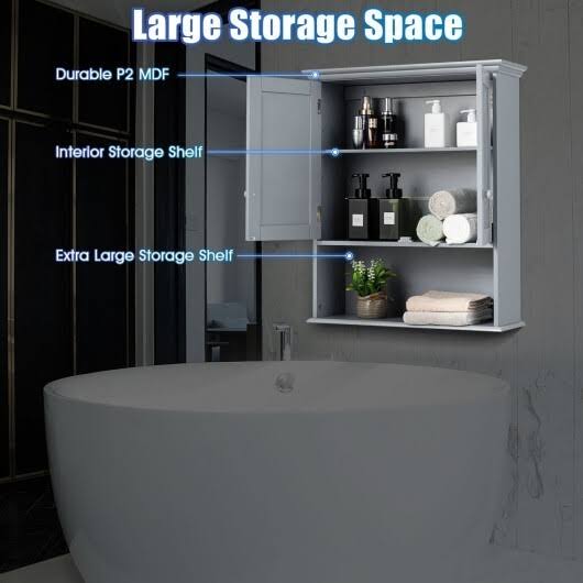 Gray Wall Mount Bathroom Storage Cabinet W516776