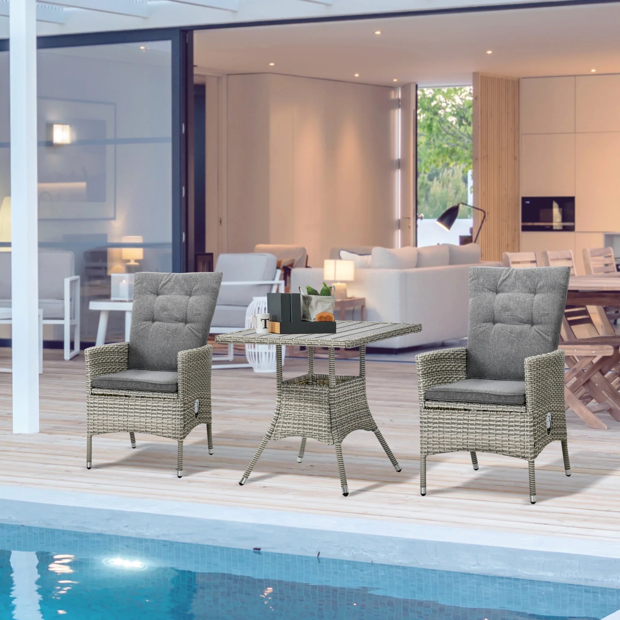 Gray 3pc Wicker Patio Furniture Set P3071