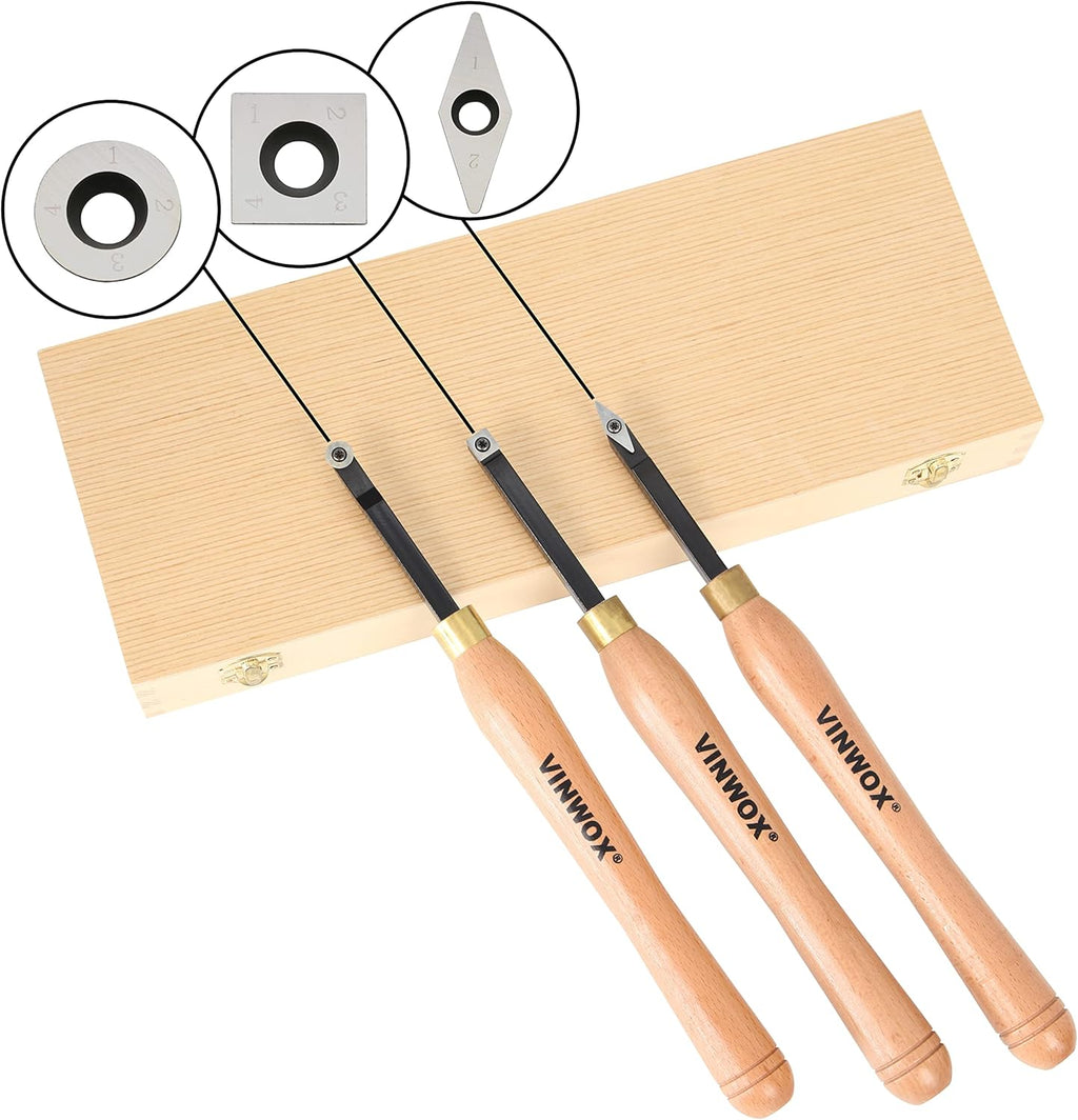 3 PCS Carbide Wood Lathe Turning Tool Set V86089