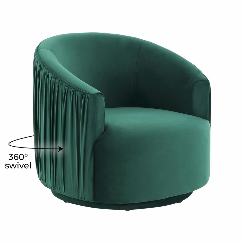 Forest Green Pleated Velvet Swivel Chair M53898