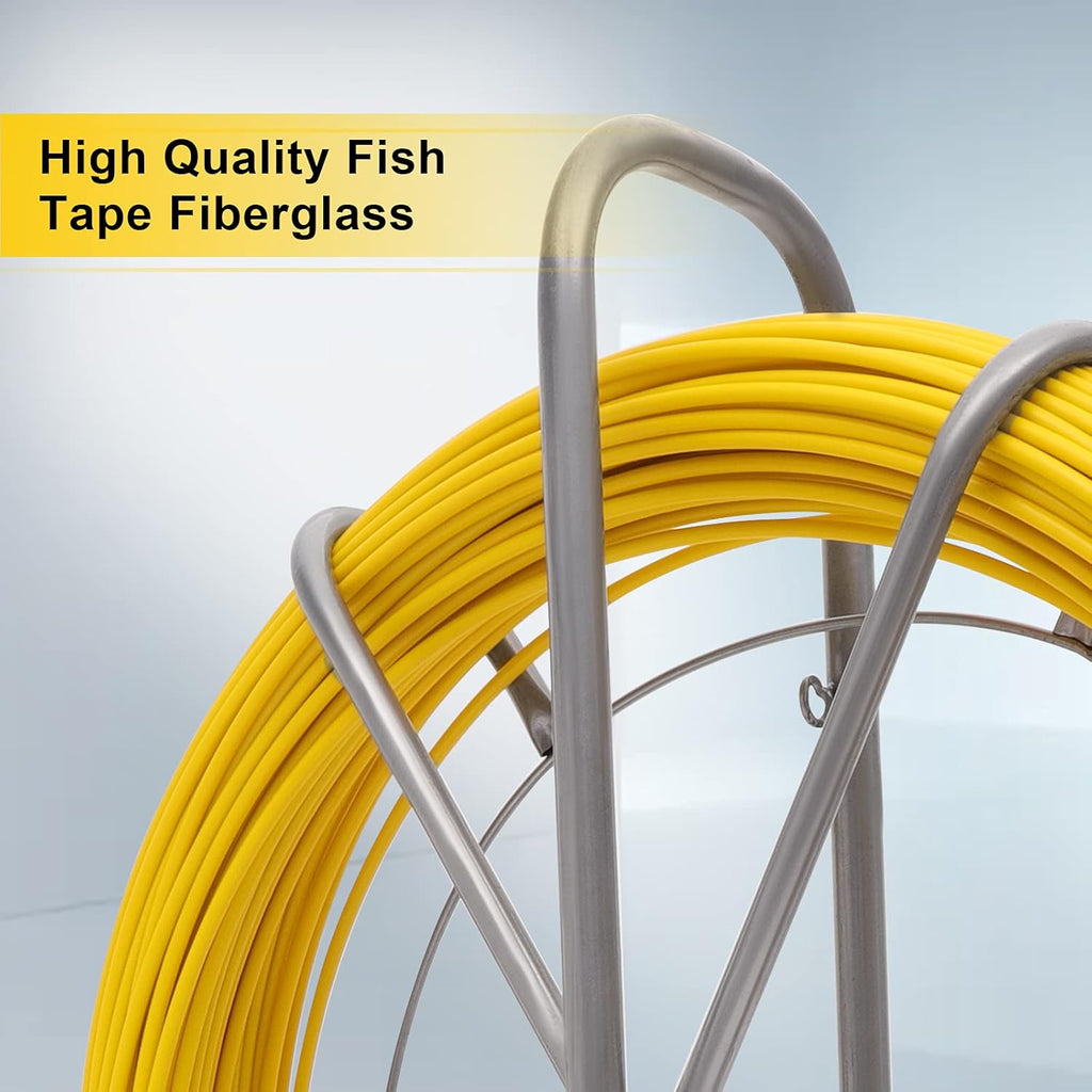 Fiberglass Fish Tape Reel Duct Rodder with Cage and Wheel Stand S615870