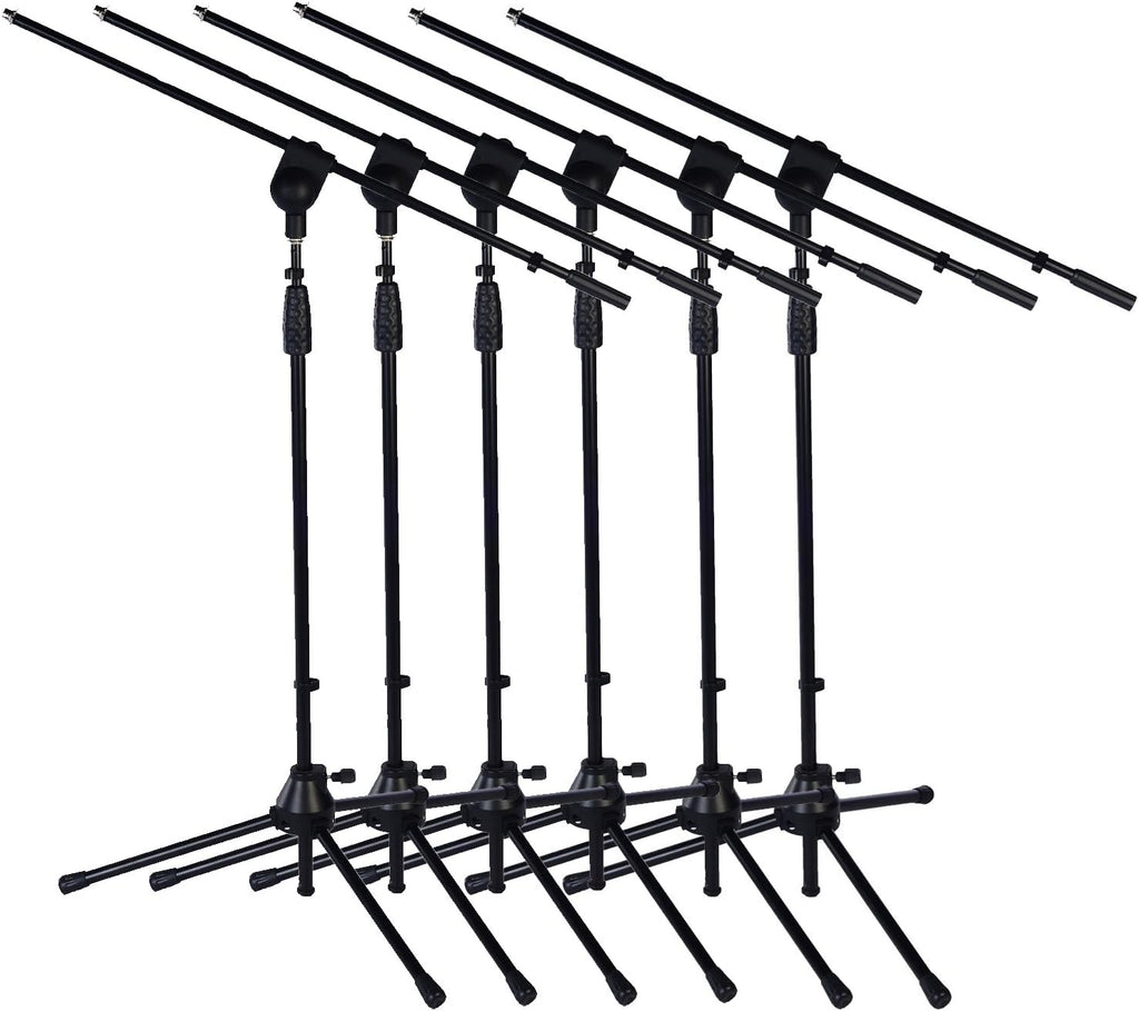 6 Pack Microphone Stand with Boom Arm, Height 38.5"-66" Q1946
