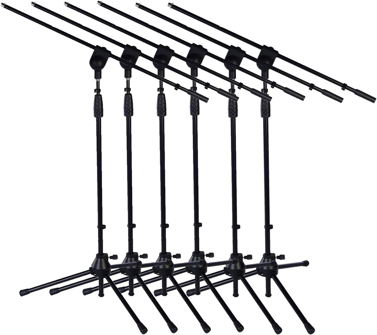 6 Pack Microphone Stand with Boom Arm, Height 38.5"-66" Q1946