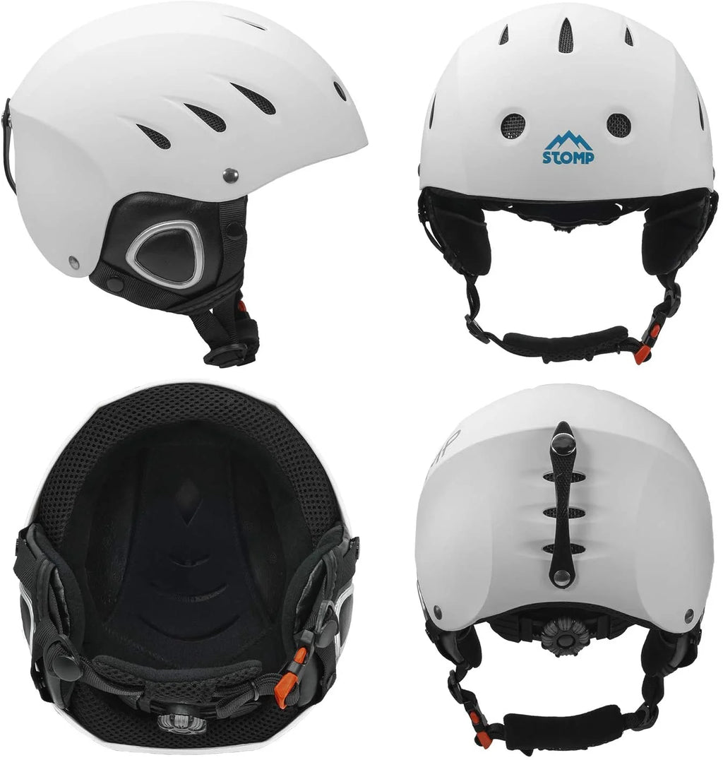 Matte White Ski Helmet with Build-In Ear Pads P229