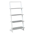 4 Tier Ladder Bookcase Faux Birch White T9401