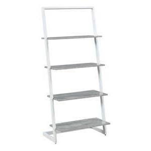 4 Tier Ladder Bookcase Faux Birch White T9401