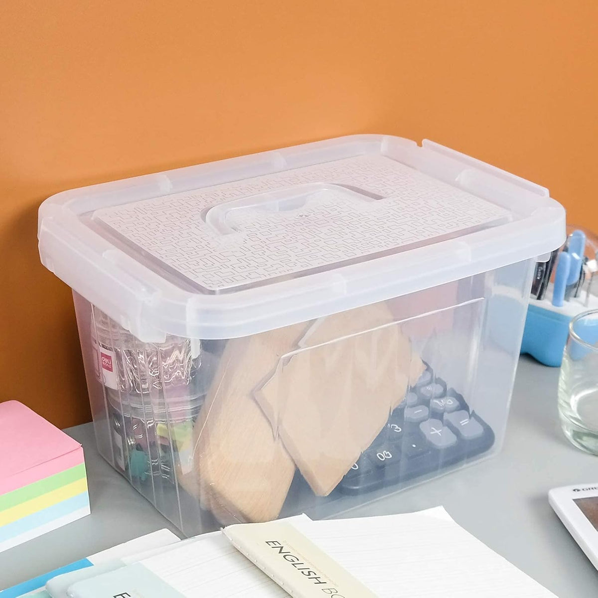 6 L Clear Plastic Storage Box with Latch, 6 Packs P9315