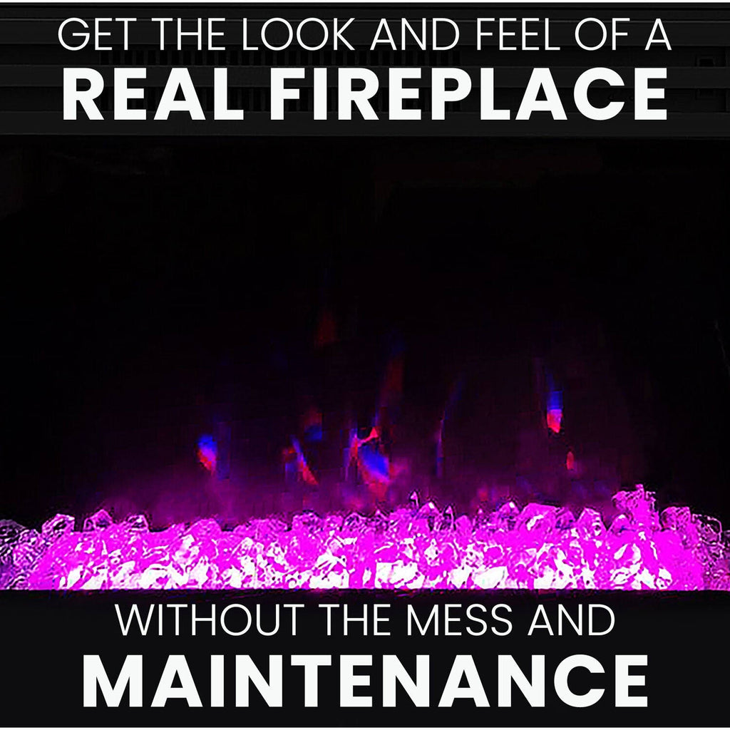 Mahogany Electric Fireplace with Multi-Color Crystal Insert R9978
