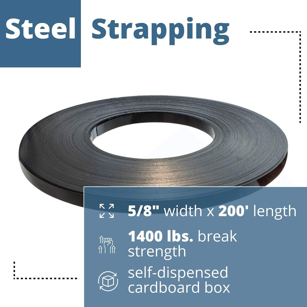 Black Mini Steel Strapping Coil, 1700 lbs. Break Strength, Pack of 2 S47140