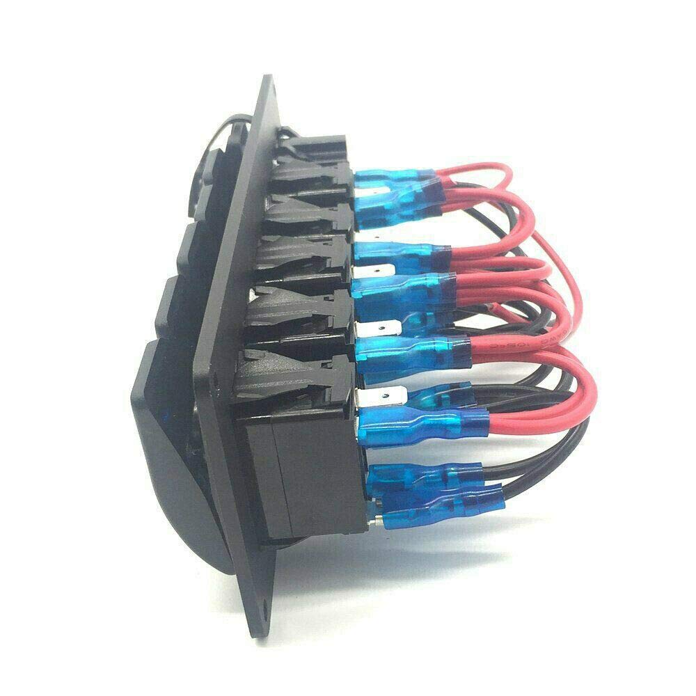 5 Gang Rocker Switch Panel with Dual USB Charger, IP68 Waterproof, Pack of 2 M445