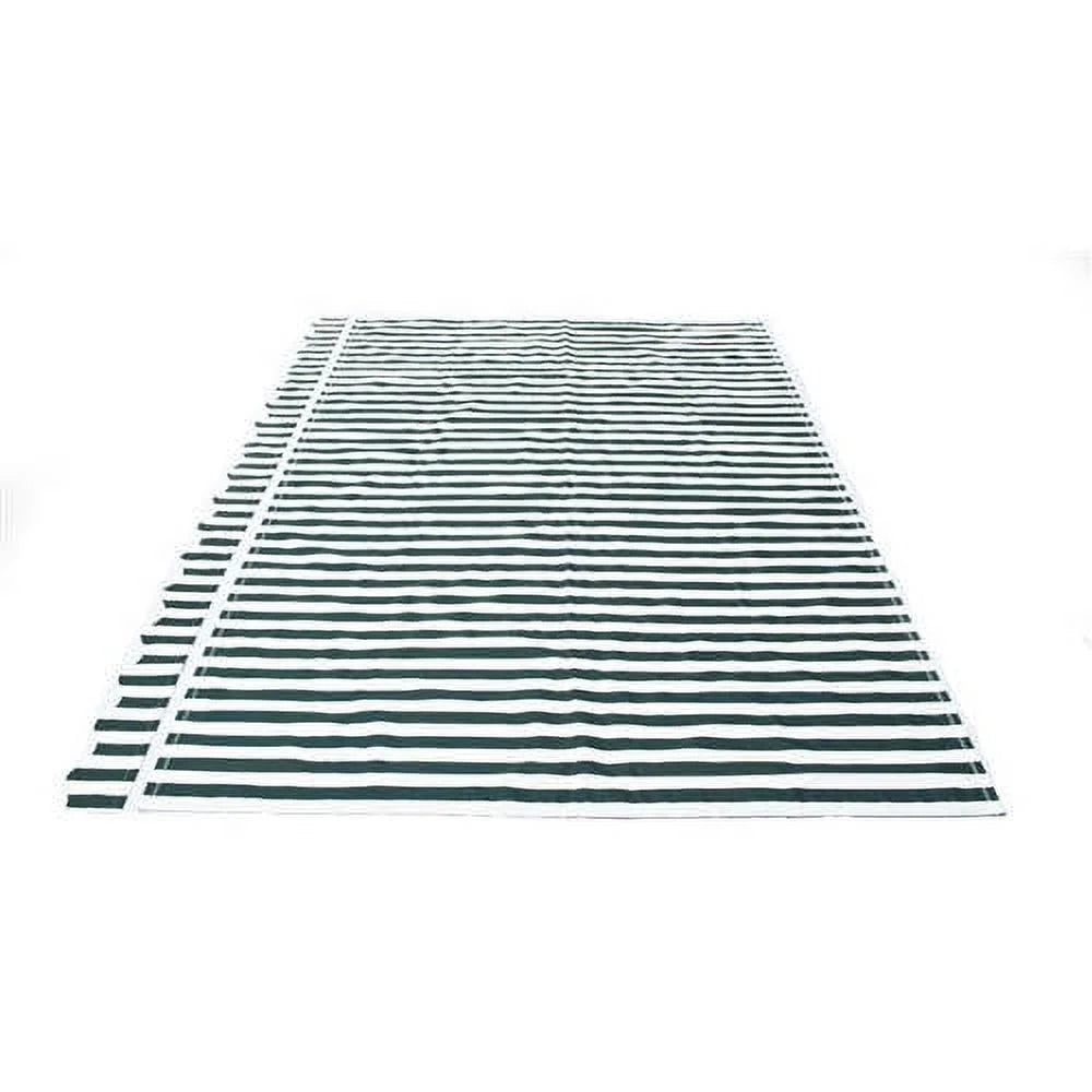 Green and White Striped Retractable Awning Fabric Replacement P6998