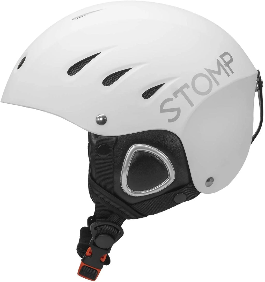 Matte White Ski Helmet with Build-In Ear Pads P229