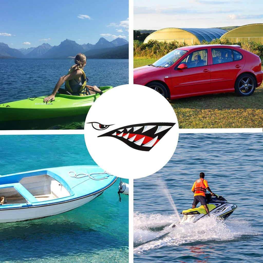 4 Pieces Shark Teeth Mouth Reflective Waterproof Kayak Stickers Decals Pack of 2 Z7245