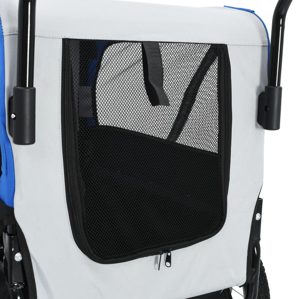 2-in-1 Pet Bike Trailer & Jogging Stroller Gray and Blue G219