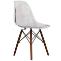 Clear Side Chair with Walnut Wood Legs A350