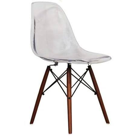 Clear Side Chair with Walnut Wood Legs A350