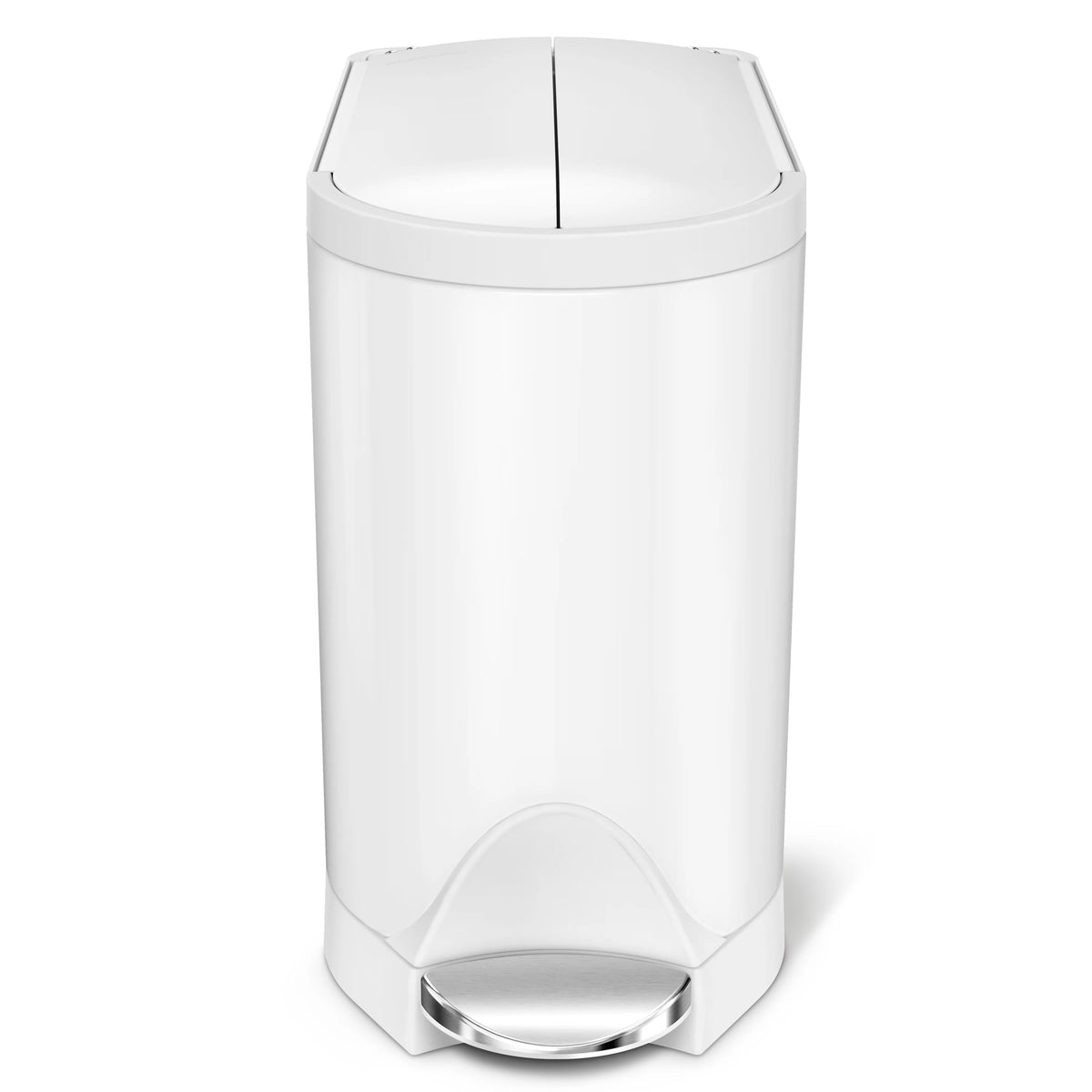 White Stainless Steel Butterfly Lid Bathroom Trash Can Y66034