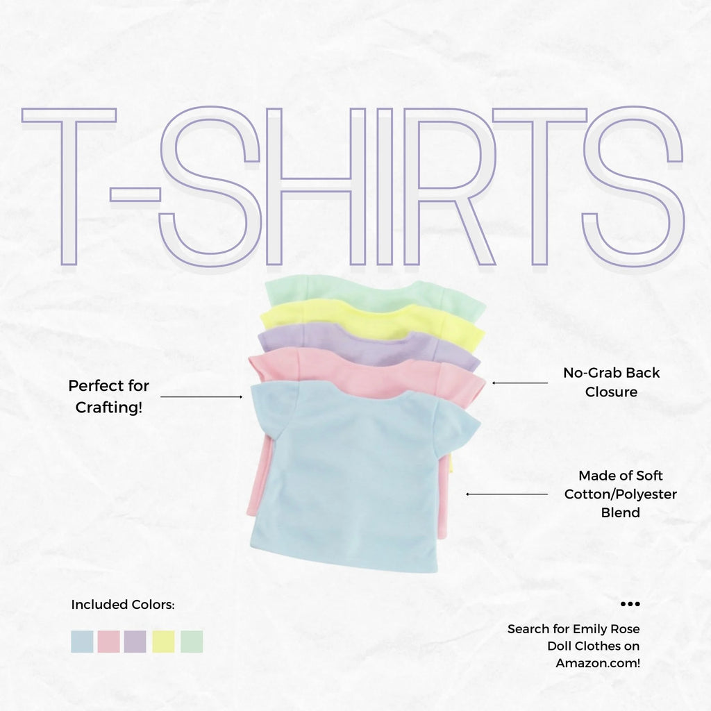 18 inch Doll 5 Pack Pastel T-Shirts K51980