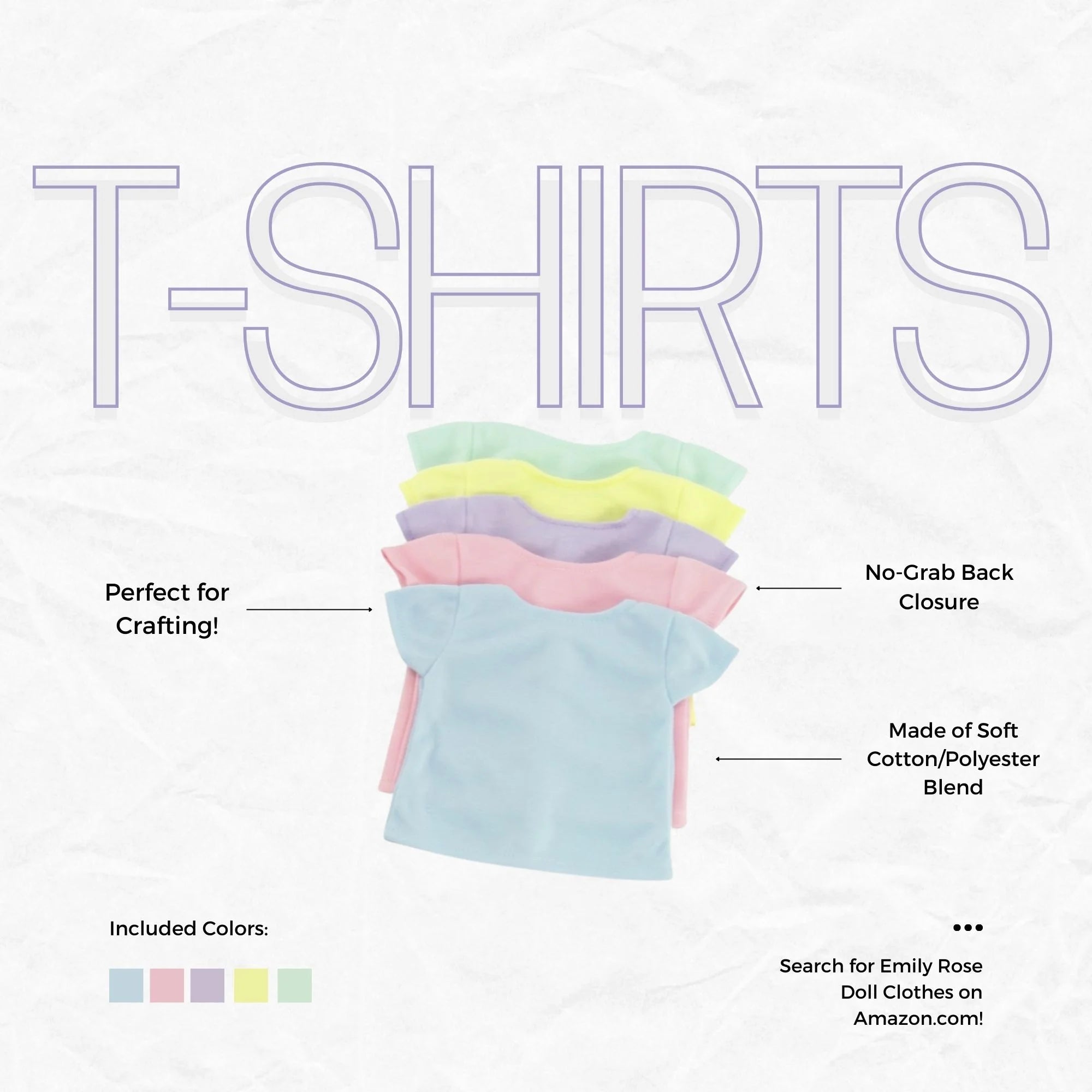 18 inch Doll 5 Pack Pastel T-Shirts K51980