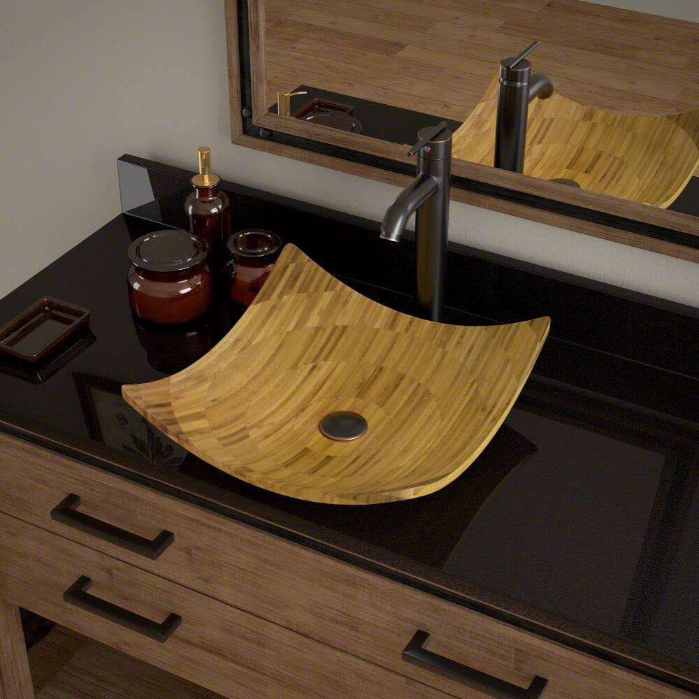 Bamboo Vessel Bathroom Sink with Faucet in Antique Bronze J662