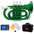 Green Lacquer Brass Bb Pocket Trumpet with Case I5389