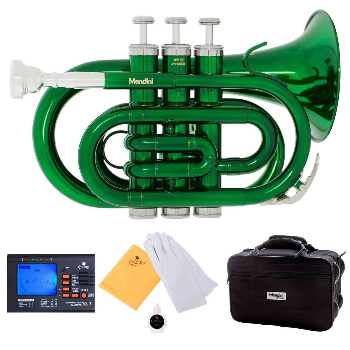 Green Lacquer Brass Bb Pocket Trumpet with Case I5389