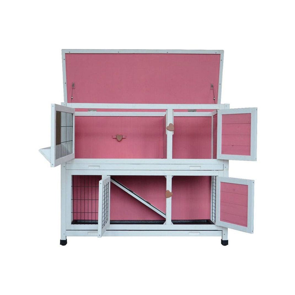40x22 Wooden Rabbit Hutch Pet Cage Pink S4068