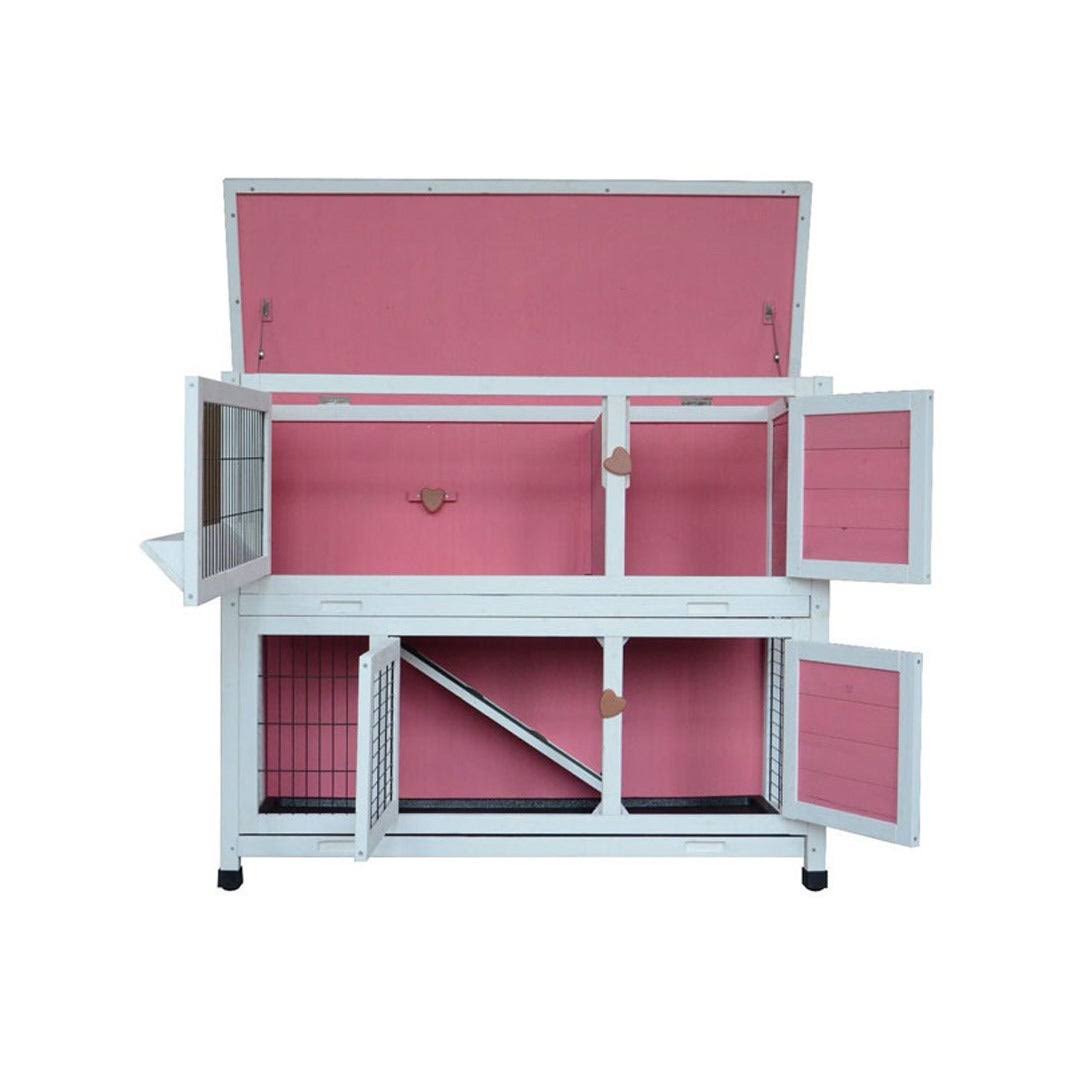 40x22 Wooden Rabbit Hutch Pet Cage Pink S4068