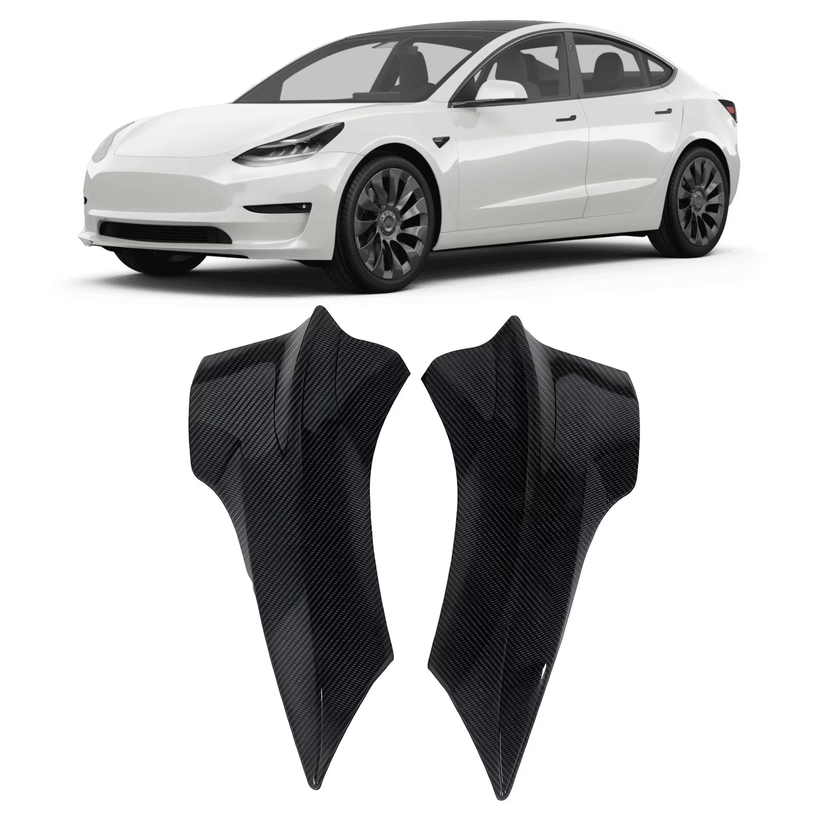 Gloss Black PP Front Bumper Lip Splitter Winglets W12531