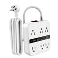 6 Outlet Surge Protector Power Strip with 4 USB Ports and 6.6ft White Flat Extension Cord, 2 Pack M235747